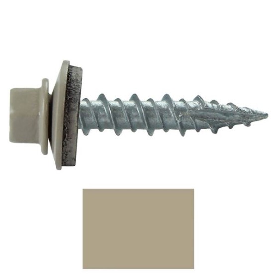 Metal ROOFING SCREWS: (1000) 10 x 1" Ash Gray Hex Head Sheet Metal Roof Screw. Self starting metal to wood siding screws. EPDM washer. Colored head