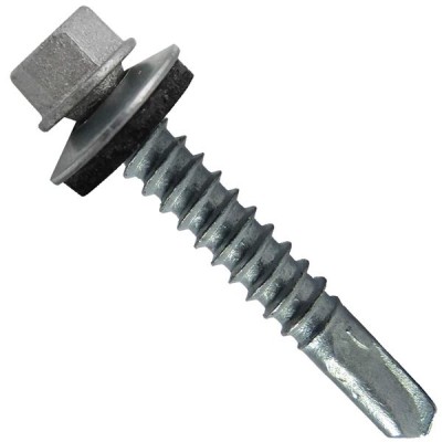 #12x1-1/2" Metal to Metal Type #3 GALVANIZED/ZINC Hex Head Drill Point Metal to Metal Roofing Screws. 9/16" EPDM Washer