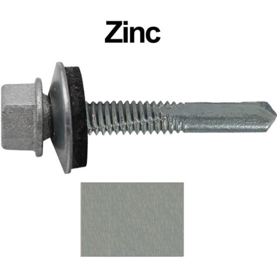 #12x1-1/2" Metal to Metal Type #5 Galvanized/NO Paint Hex Head Drill Point Metal to Metal Roofing Screws. 9/16" EPDM Washer