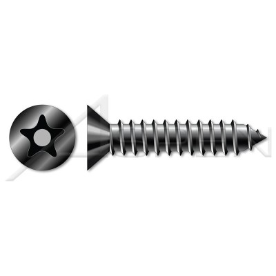 (200 pcs) #14 X 1-1/4", Self-Tapping Sheet Metal Screws, Flat Countersunk Head Tamper-Resistant Torx Plus(r) Pin Drive, Type AB, Steel, Black Oxide