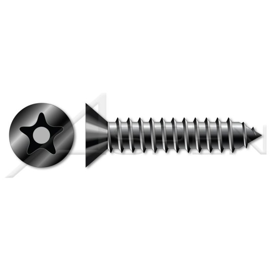 (200 pcs) #14 X 1-1/4", Self-Tapping Sheet Metal Screws, Flat Countersunk Head Tamper-Resistant Torx Plus(r) Pin Drive, Type AB, Steel, Black Oxide