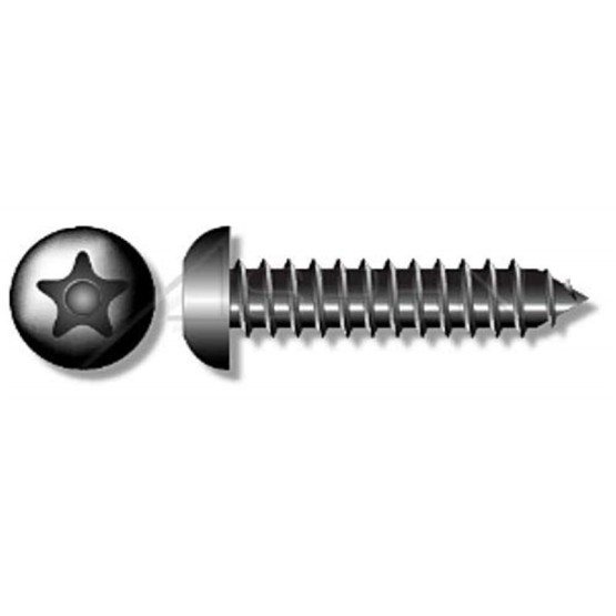 (200 pcs) #10 X 1, Self-Tapping Sheet Metal Screws, Button Head Tamper-Resistant Torx Plus(r) Pin Drive, Type AB, Steel, Black Oxide