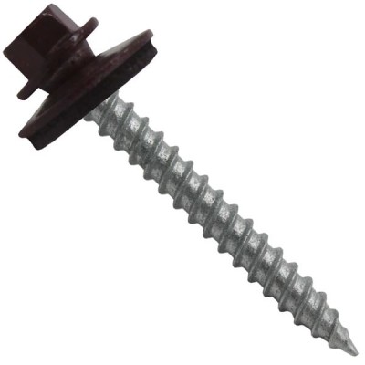 Metal Roofing Screws: (250)12 x 2" Burgundy Hex ReGrip Sheet Metal Roof Screw. Sharp Point Metal to Wood siding Screws. 5/8" EPDM Washer