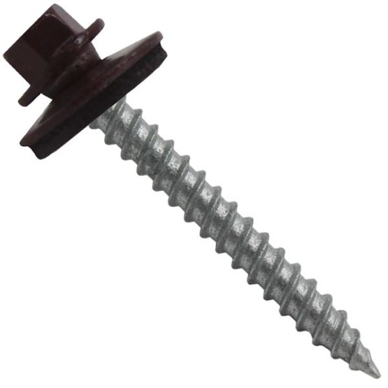 Metal Roofing Screws: (250)12 x 2" Burgundy Hex ReGrip Sheet Metal Roof Screw. Sharp Point Metal to Wood siding Screws. 5/8" EPDM Washer