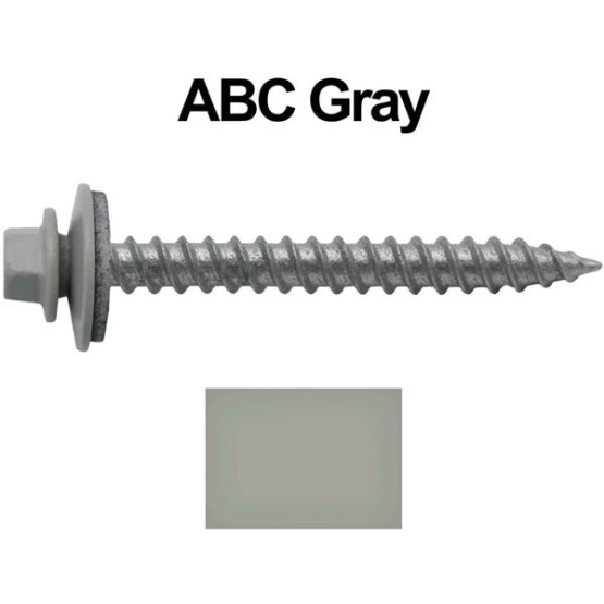 Metal ROOFING SCREWS: (250)12 x 2" ABC GRAY Hex ReGrip Sheet Metal Roof Screw. Sharp Point metal to wood siding screws. 5/8" EPDM washer