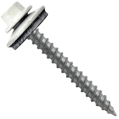 Metal Roofing Screws: (250) 12 x 2 Bone White Hex Sheet Metal Roof Screw. Sharp Point Metal to Wood siding Screws. 5/8" EPDM Washer