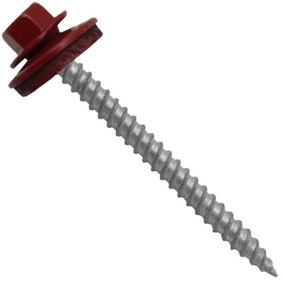 Metal Roofing Screws: (250) 12 x 2-1/2" Colonial RED Hex Head Sheet Metal Roof Screw. Sharp Point Metal to Wood siding Screws. EPDM Washer. Colored Head