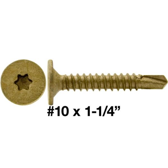 SELF Drilling Wafer Head Screw #10-16 X 1-1/4" Wood to Metal - Self Tapping TEK Screw T25 Star/TORX Drive (1 Pound - 139 Approx. Screw Count)