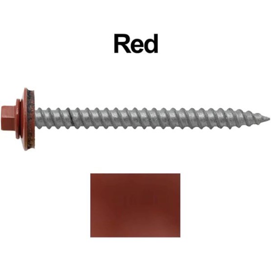 Metal Roofing Screws: (250) 12 x 2-1/2" RED Hex Head Sheet Metal Roof Screw. Sharp Point Metal to Wood siding Screws. EPDM Washer. Colored Head