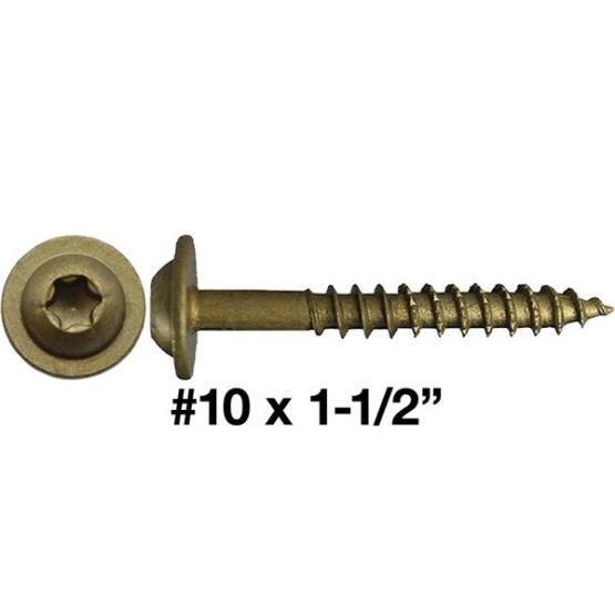 #10 x 1-1/2" Round Washer (Modified Truss) Head Screw Torx/Star Drive Head Wood Screw (1 Pound ~112 Screws) Multipurpose Wood Screws for Construction, Cabinets and Furniture.