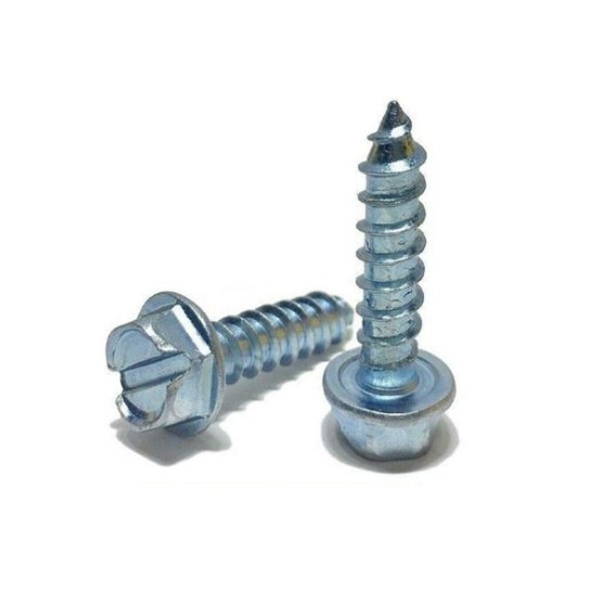 #14 x 1" - Hex Washer Head Slotted Sheet Metal Screw Zinc Plated 1000 Pcs Sheet Metal Screws B2B