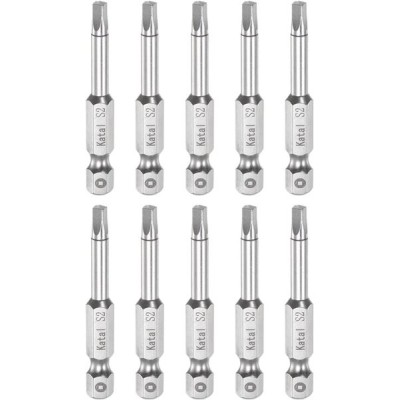 10pcs S2 Square Screwdriver Bit 1/4" Hex Shank 2" Length Magnetic Screw Driver Power Tool