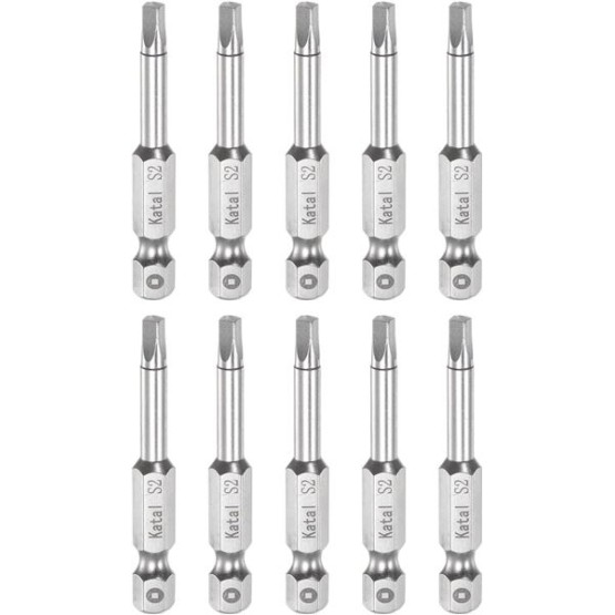10pcs S2 Square Screwdriver Bit 1/4" Hex Shank 2" Length Magnetic Screw Driver Power Tool