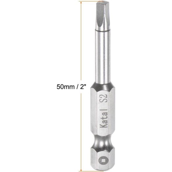 10pcs S2 Square Screwdriver Bit 1/4" Hex Shank 2" Length Magnetic Screw Driver Power Tool