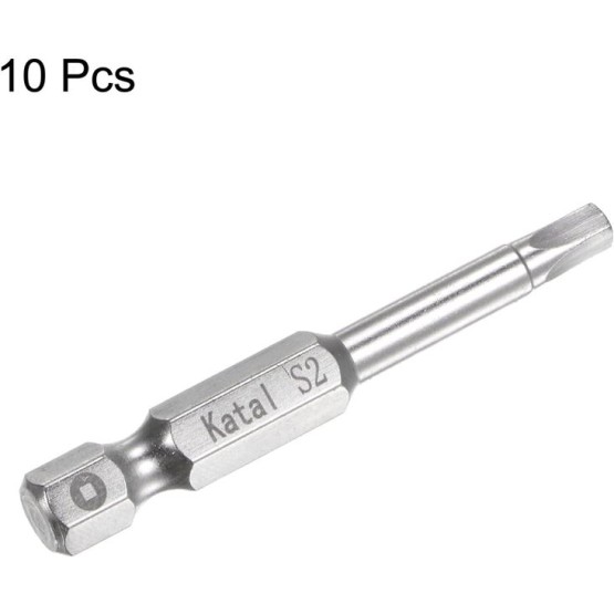 10pcs S2 Square Screwdriver Bit 1/4" Hex Shank 2" Length Magnetic Screw Driver Power Tool