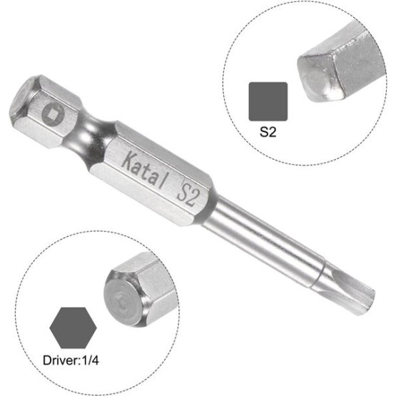 10pcs S2 Square Screwdriver Bit 1/4" Hex Shank 2" Length Magnetic Screw Driver Power Tool