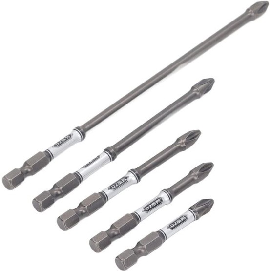 5Pcs Magnetic Screwdriver Bit Set S2 Steel Anti Slip Long Drill Impact Driver Bits Hex Screwdriver Bits for Power Tools DIY Projects