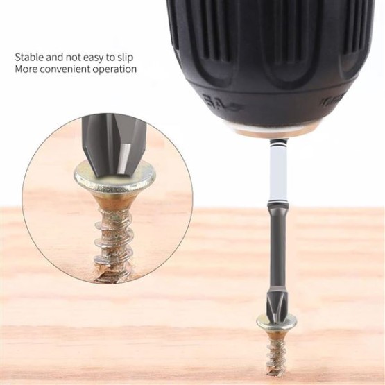 5Pcs Magnetic Screwdriver Bit Set S2 Steel Anti Slip Long Drill Impact Driver Bits Hex Screwdriver Bits for Power Tools DIY Projects