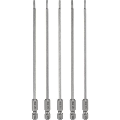5pcs TT15 Security Torx Head Screwdriver Bit 6" (150mm) Long 1/4" Hex Shank Magnetic Tamper Proof 6 Point Star Screw Driver Drill Bits S2 Steel Hole Tip Industrial Power Tools
